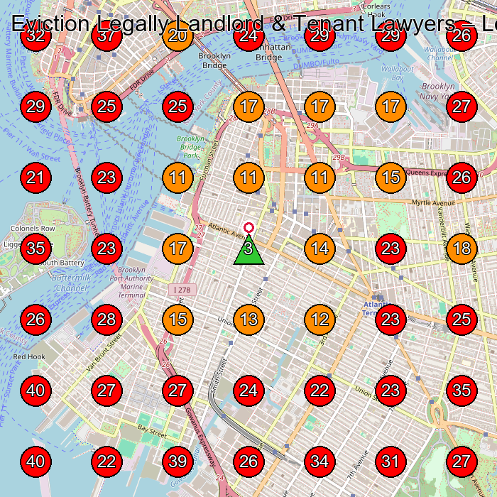Eviction Legally Landlord & Tenant Lawyers GeoGrid visibility map for Real Estate Attorney in New York